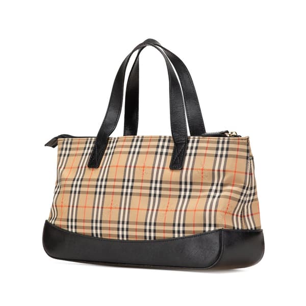 Pre-owned Burberry Haymarket Check Canvas Tote Brown