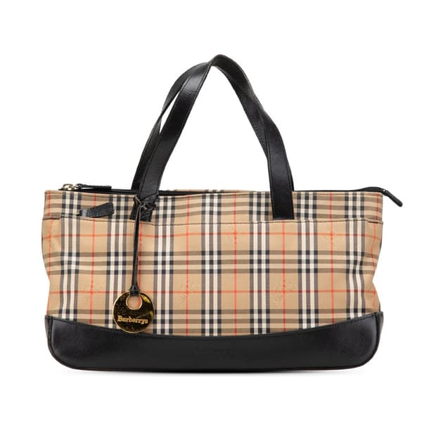 Pre-owned Burberry Haymarket Check Canvas Tote Brown