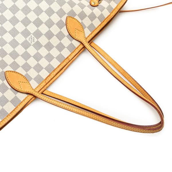 Pre-owned Louis Vuitton Damier Azur Neverfull MM White