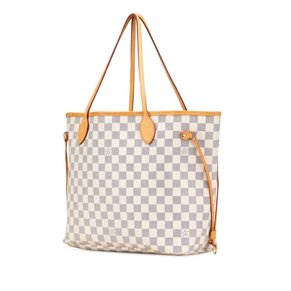 Pre-owned Louis Vuitton Damier Azur Neverfull MM White