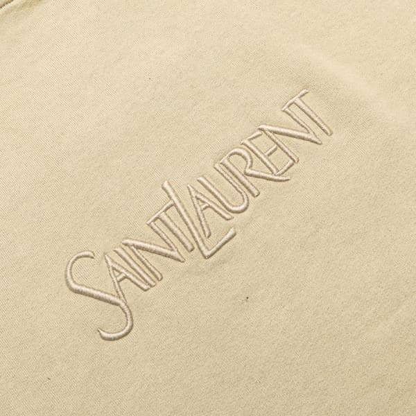 Pre-owned Saint Laurent Fleece Embroidered Logo Tote Brown