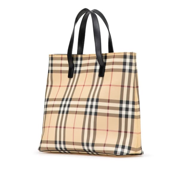 Pre-owned Burberry House Check Canvas Tote Brown