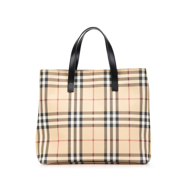 Pre-owned Burberry House Check Canvas Tote Brown