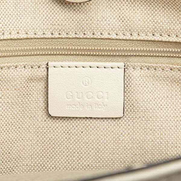 Pre-owned Gucci Medium Diamante Raffia Sukey Tote White