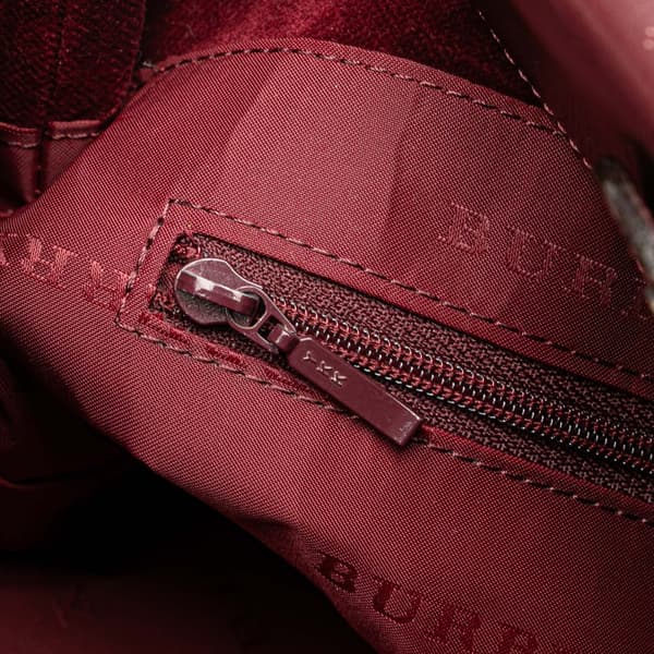 Pre-owned Burberry Velvet Trimmed House Check Canvas Tote Brown