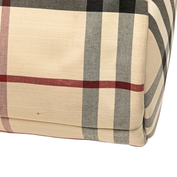 Pre-owned Burberry Velvet Trimmed House Check Canvas Tote Brown