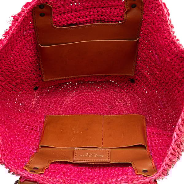 Pre-owned Balenciaga Small Raffia Motocross Panier Basket Tote Pink
