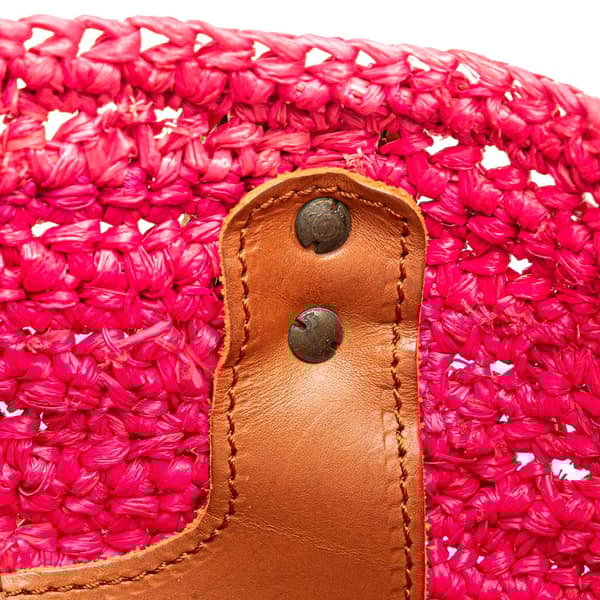 Pre-owned Balenciaga Small Raffia Motocross Panier Basket Tote Pink