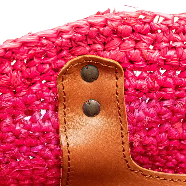 Pre-owned Balenciaga Small Raffia Motocross Panier Basket Tote Pink