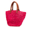 Miniatyrbillede 2 af 10: Pre-owned Balenciaga Small Raffia Motocross Panier Basket Tote Pink