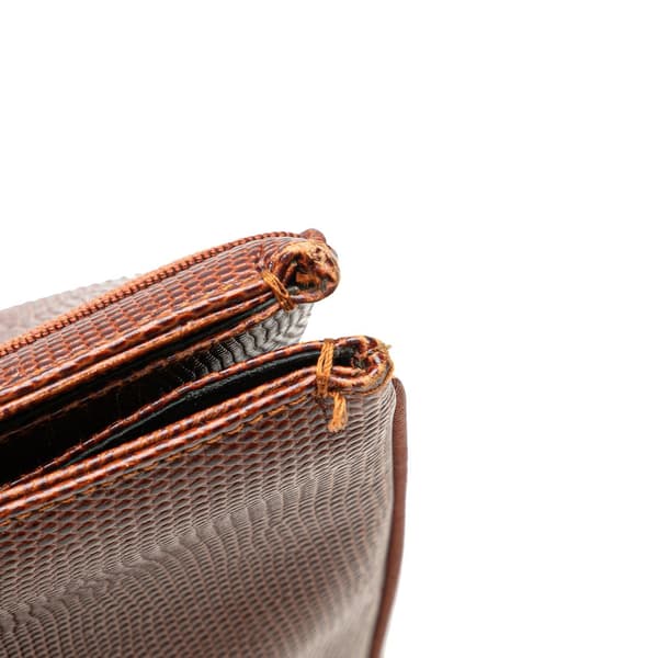 Pre-owned Ferragamo Lizard Embossed Leather Vara Tote Brown