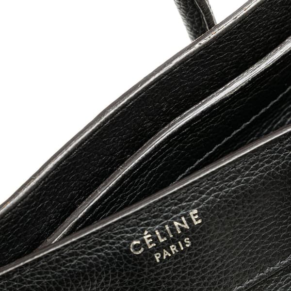 Pre-owned Celine Micro Drummed Calfskin Luggage Tote Black