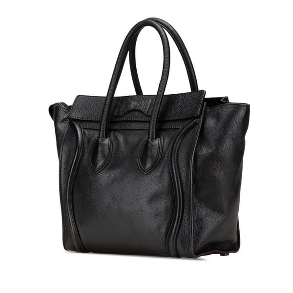 Pre-owned Celine Micro Drummed Calfskin Luggage Tote Black