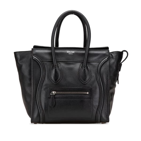 Pre-owned Celine Micro Drummed Calfskin Luggage Tote Black