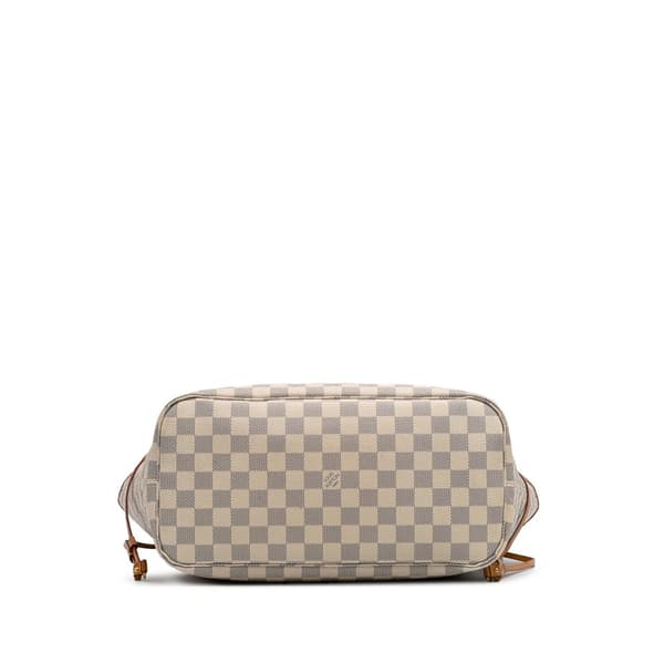 Pre-owned Louis Vuitton Damier Azur Neverfull MM White