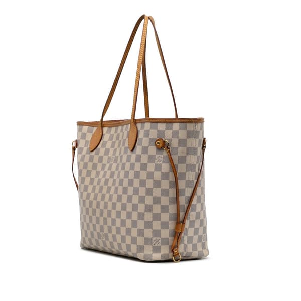 Pre-owned Louis Vuitton Damier Azur Neverfull MM White