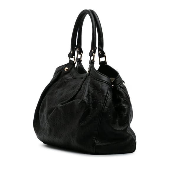 Pre-owned Gucci Medium Guccissima Sukey Tote Black