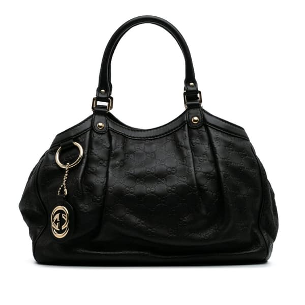 Pre-owned Gucci Medium Guccissima Sukey Tote Black