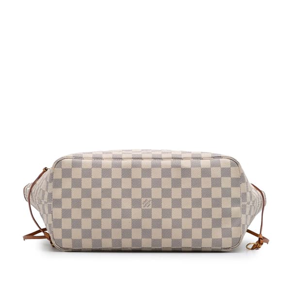 Pre-owned Louis Vuitton Damier Azur Neverfull MM White