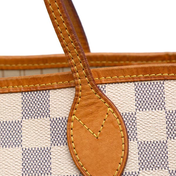 Pre-owned Louis Vuitton Damier Azur Neverfull MM White