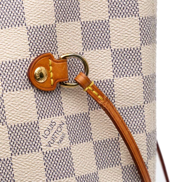 Pre-owned Louis Vuitton Damier Azur Neverfull MM White