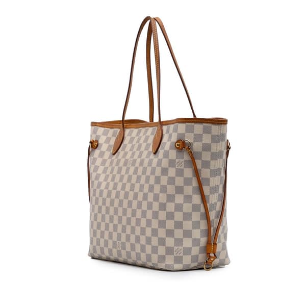 Pre-owned Louis Vuitton Damier Azur Neverfull MM White