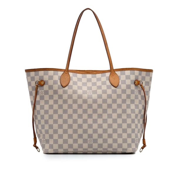 Pre-owned Louis Vuitton Damier Azur Neverfull MM White