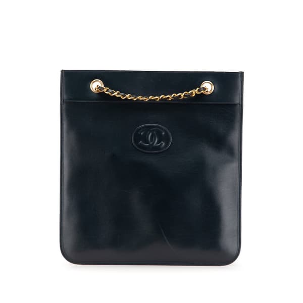 Pre-owned Chanel CC Lambskin Flat Chain Tote Blue