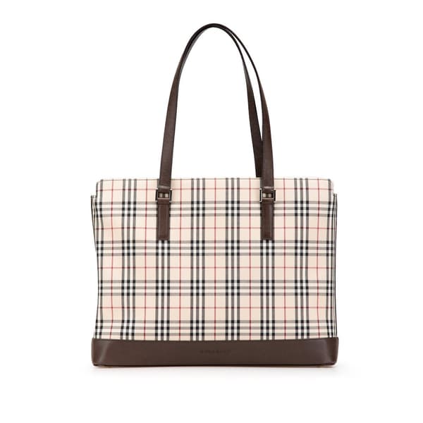 Pre-owned Burberry House Check Canvas Tote Brown