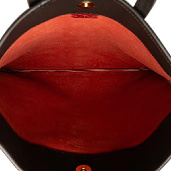 Pre-owned LOEWE Anagram Suede Tote Orange