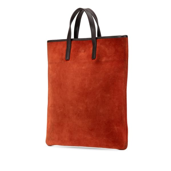 Pre-owned LOEWE Anagram Suede Tote Orange