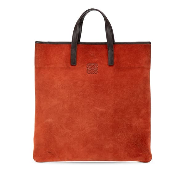 Pre-owned LOEWE Anagram Suede Tote Orange