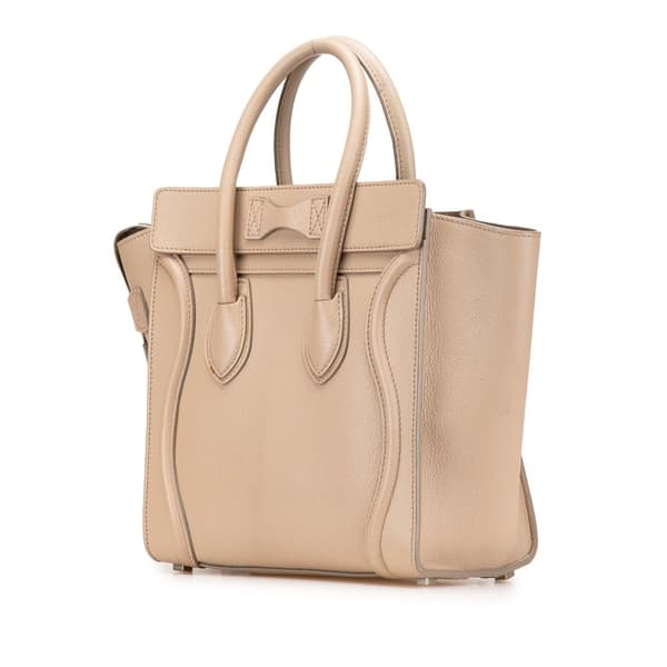 Pre-owned Celine Micro Leather Luggage Tote Brown