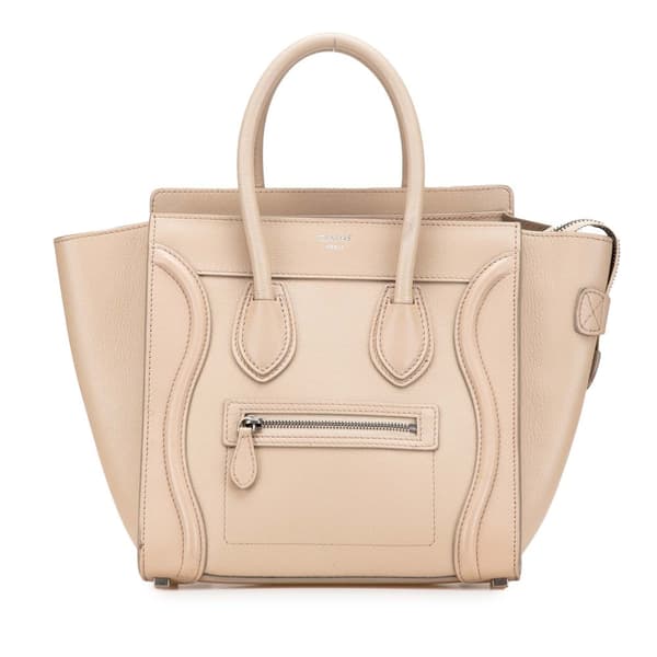 Pre-owned Celine Micro Leather Luggage Tote Brown