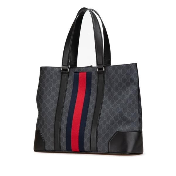 Pre-owned Gucci Large GG Supreme Web Tote Black