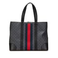 Miniatyrbillede 1 af 10: Pre-owned Gucci Large GG Supreme Web Tote Black