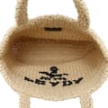Miniatyrbilde 4 av 9: Pre-owned Prada Small Raffia Effect Crochet Embroidered Logo Tote Brown