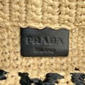 Miniatyrbilde 5 av 9: Pre-owned Prada Small Raffia Effect Crochet Embroidered Logo Tote Brown