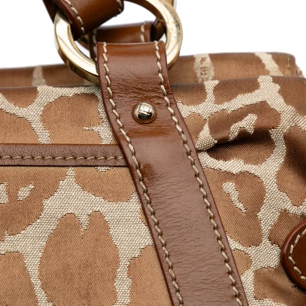 Pre-owned Fendi Canvas Leopard Print Chef Tote Brown