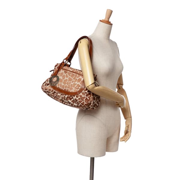 Pre-owned Fendi Canvas Leopard Print Chef Tote Brown
