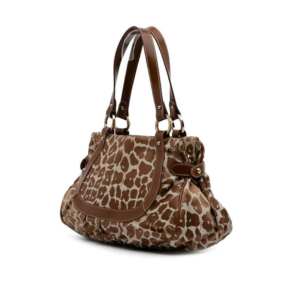 Pre-owned Fendi Canvas Leopard Print Chef Tote Brown