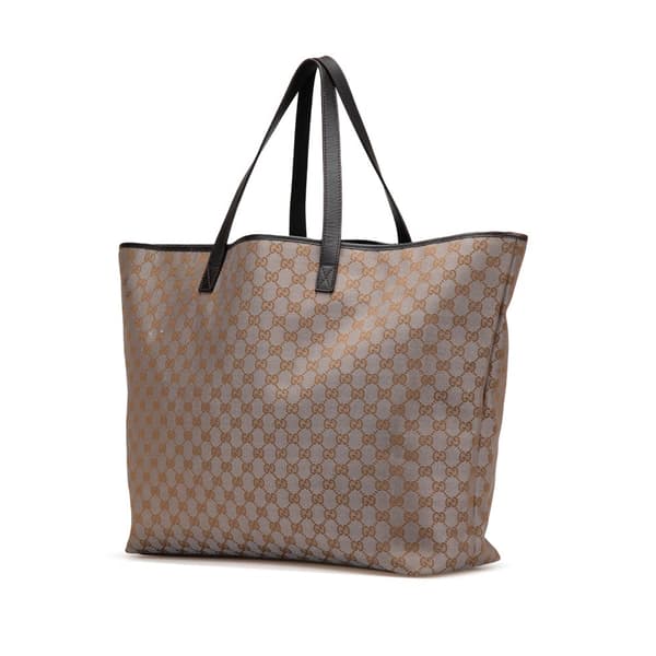 Pre-owned Gucci XL Metallic GG Canvas Shopper Tote Gray