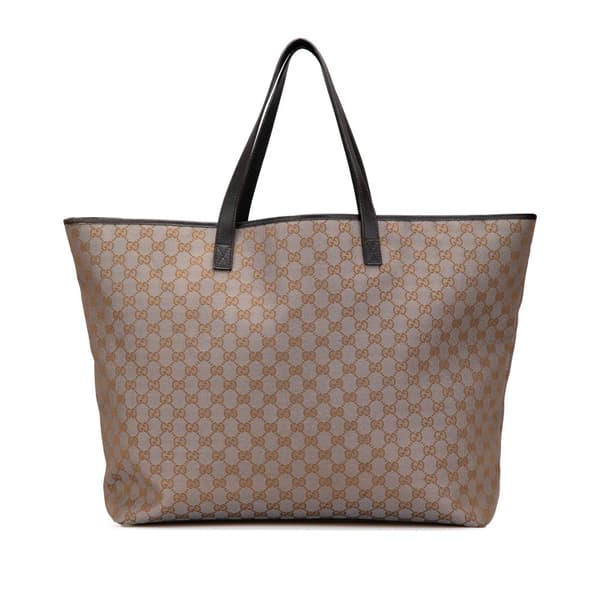 Pre-owned Gucci XL Metallic GG Canvas Shopper Tote Gray