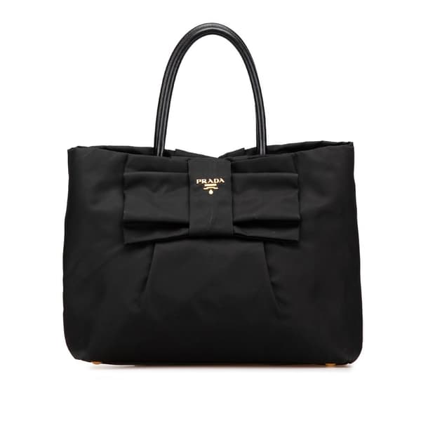Pre-owned Prada Tessuto Fiocco Bow Tote Black