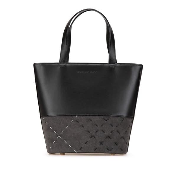 Pre-owned Burberry Calfskin and Suede Tote Black