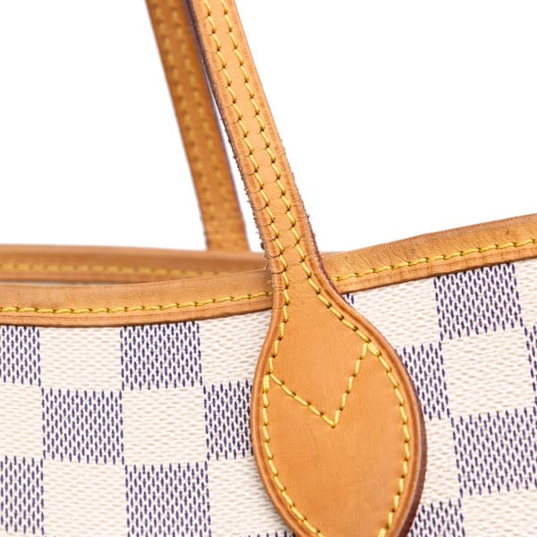 Pre-owned Louis Vuitton Damier Azur Neverfull MM White