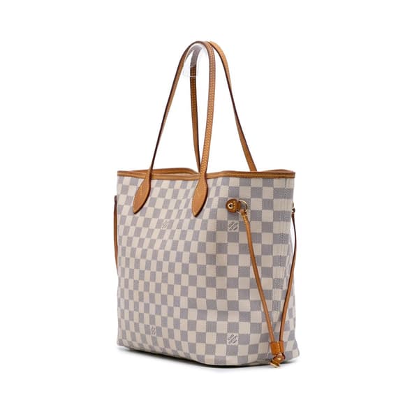 Pre-owned Louis Vuitton Damier Azur Neverfull MM White
