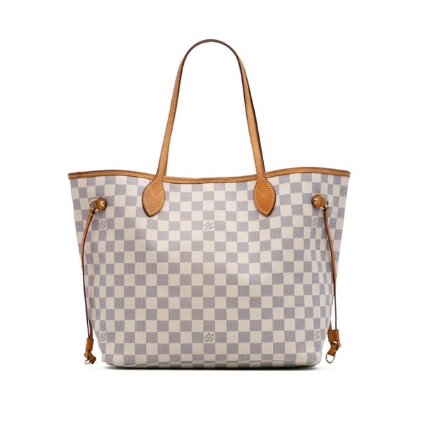 Pre-owned Louis Vuitton Damier Azur Neverfull MM White