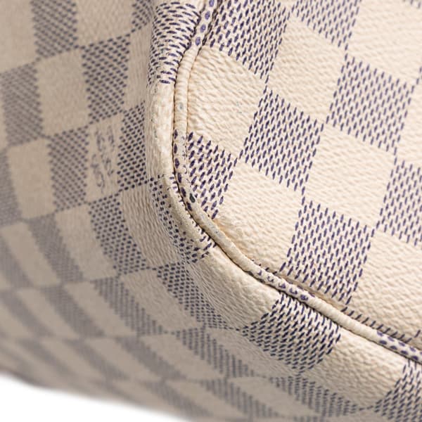 Pre-owned Louis Vuitton Damier Azur Neverfull MM White