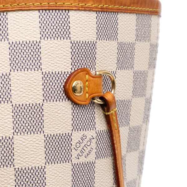 Pre-owned Louis Vuitton Damier Azur Neverfull MM White